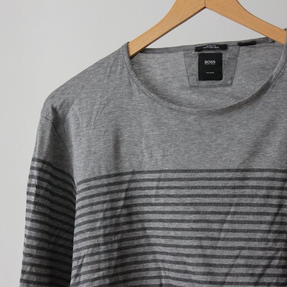 Hugo Boss Stripes Gray Long Sleeves Shirt - Picture 4 of 6